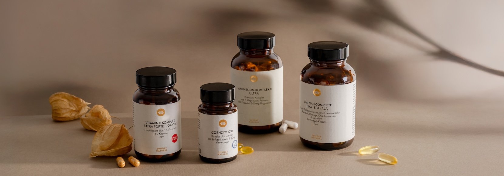Die beliebtesten Supplements und Nahrungsergänzungsmittel von Sunday Natural